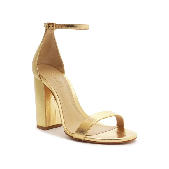 Schutz Cady Lee Block Metallic Leather Sandal - Picture 2 of 10